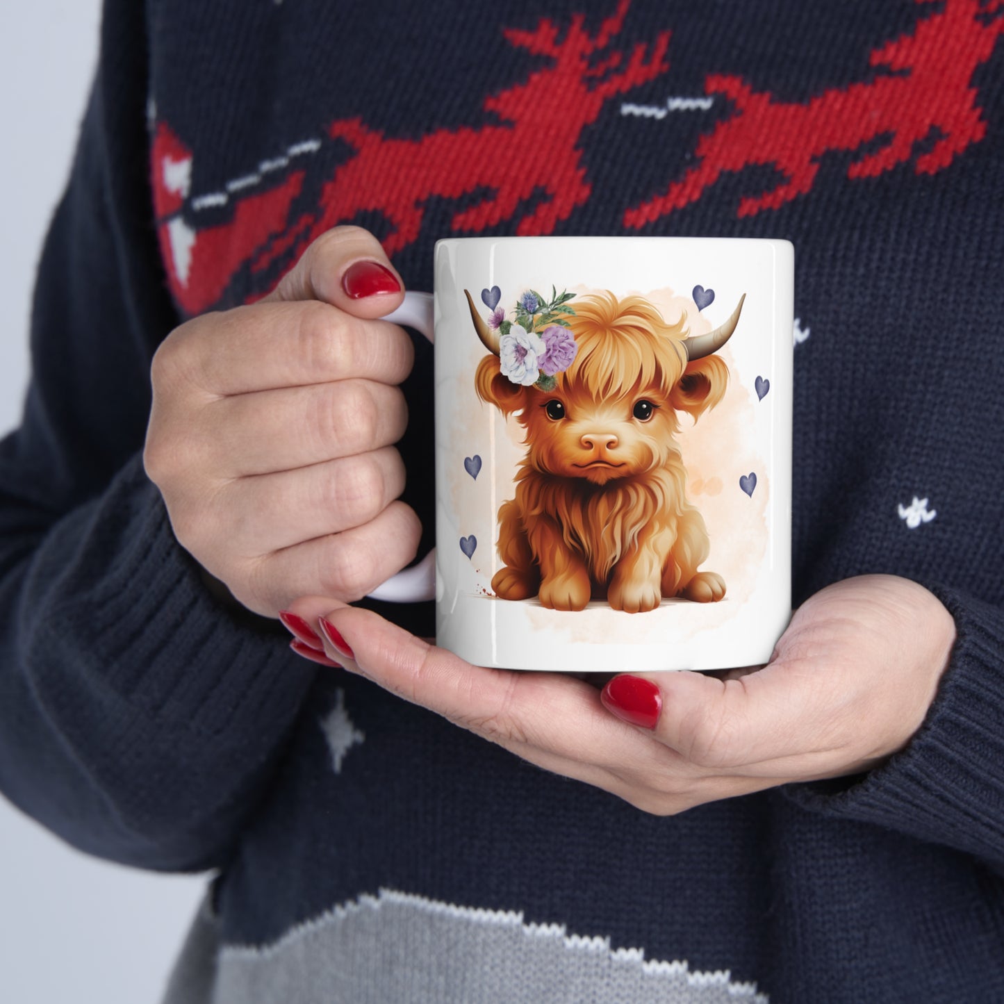 Personalised/Non Personalised Highland Cow, Ceramic Mug 11oz, Highland Cow Mug