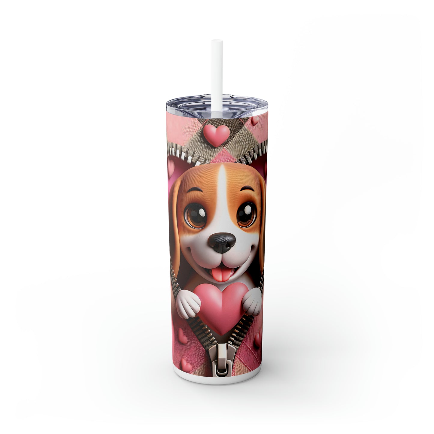 Skinny Tumbler with Straw, 20oz, Dog, Valentines Day, awd-1136