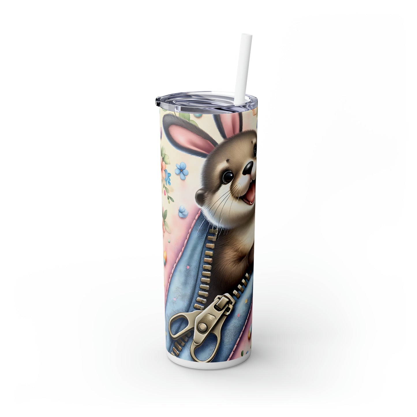 Skinny Tumbler with Straw, 20oz, Easter, Baby Otter, awd-1270