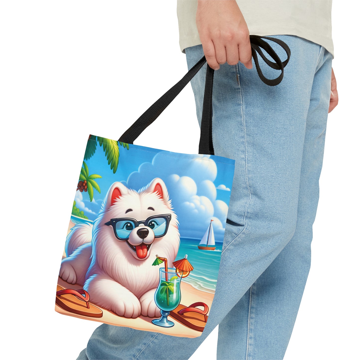 Tote Bag, Dog on Beach, Samoyed, Tote bag,  awd-1240