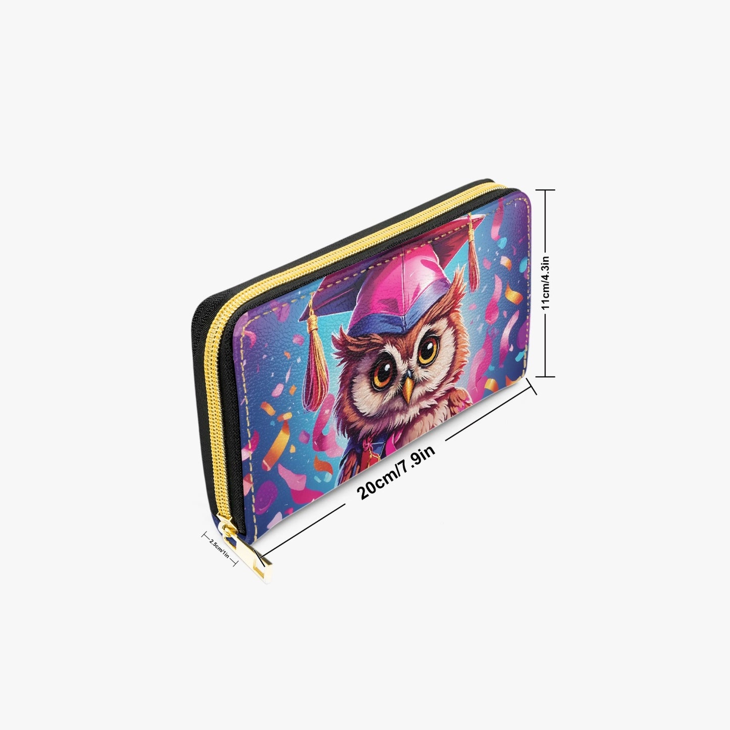 Long Type Zipper Purse - Graduation, Owl