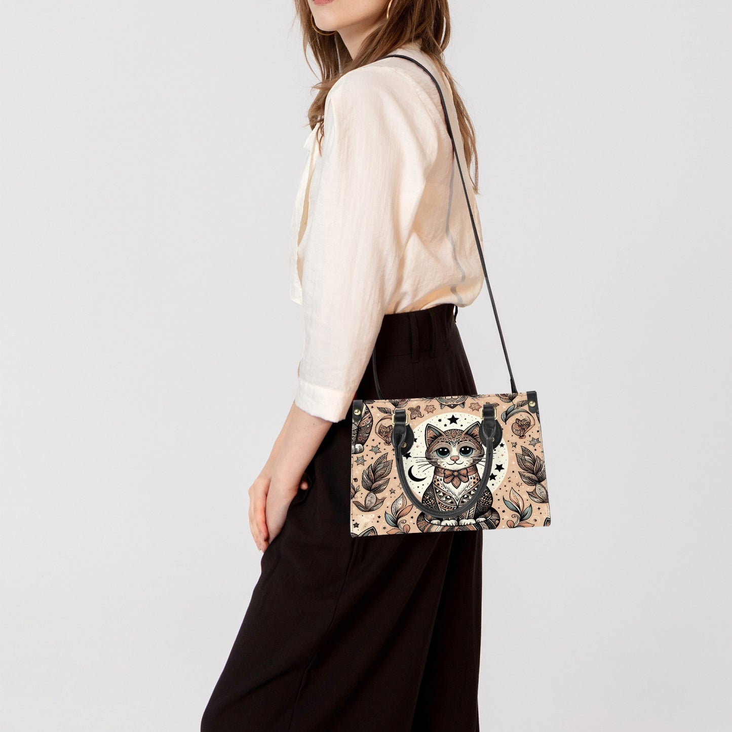 Women's Tote Bag - Long Strap - Cat