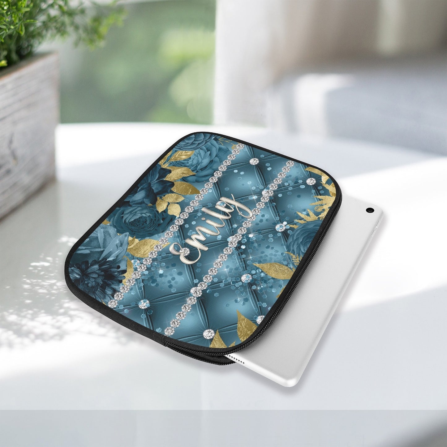 Tablet Sleeve - Teal Floral - Personalised