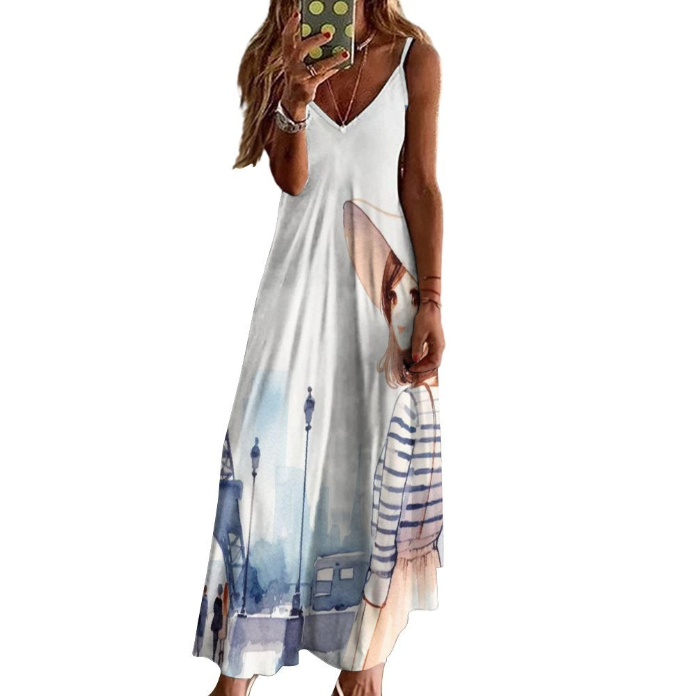 Just a Girl who Loves Travel Spaghetti Strap Ankle-Length Dress Long dress