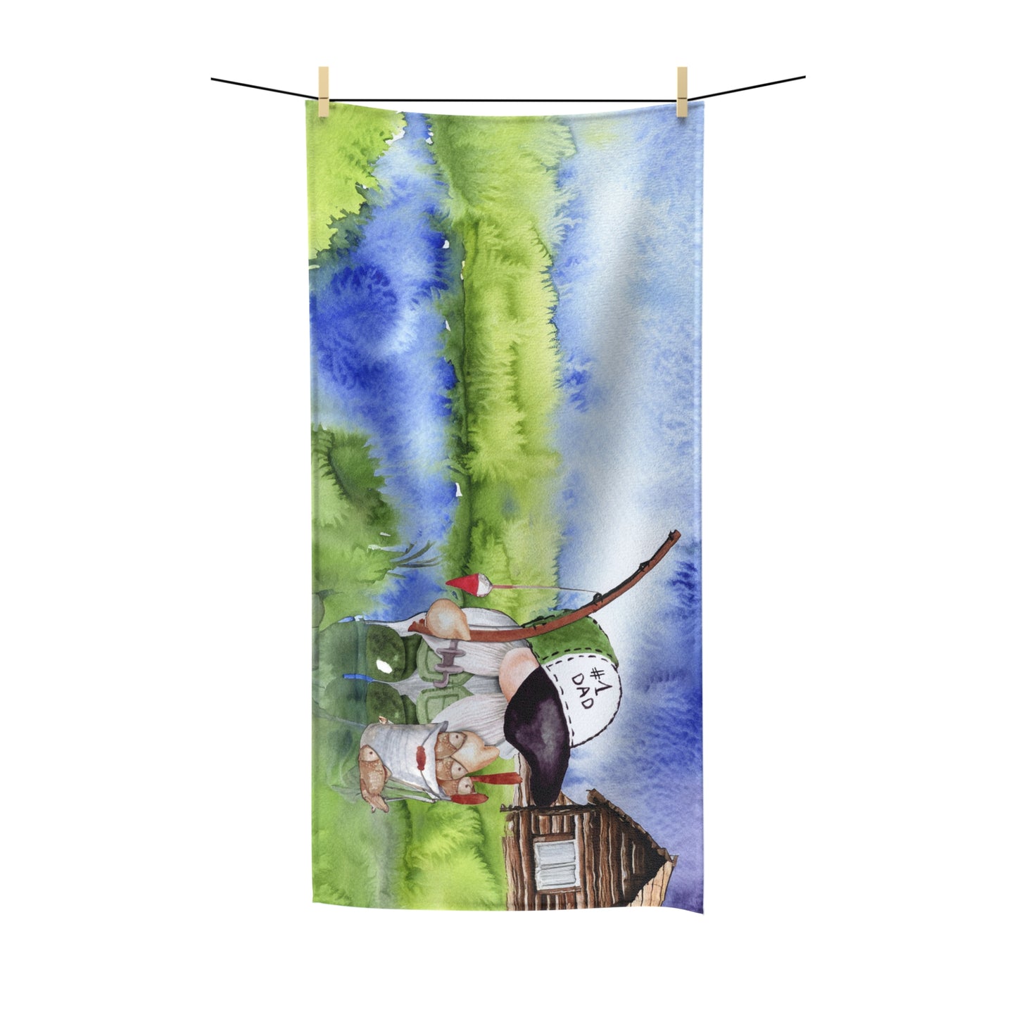 Beach Towel, Gnome fishing, Polycotton Towel