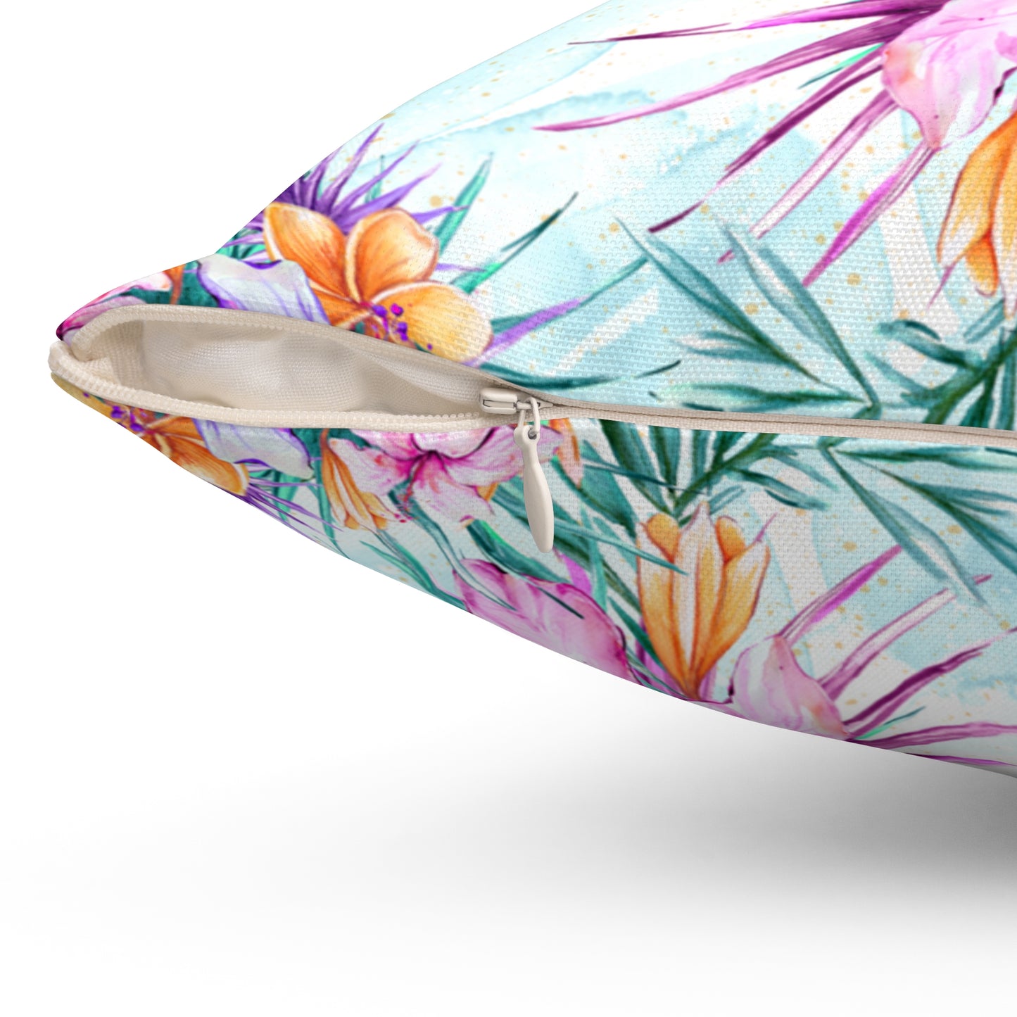 Spun Polyester Square Pillow, Summer Floral Cushion