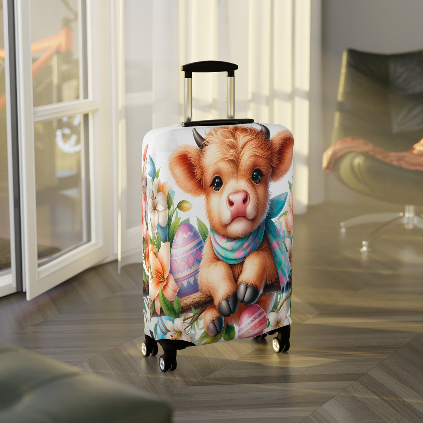 Luggage Cover, Easter, Highland Cow, awd-1604