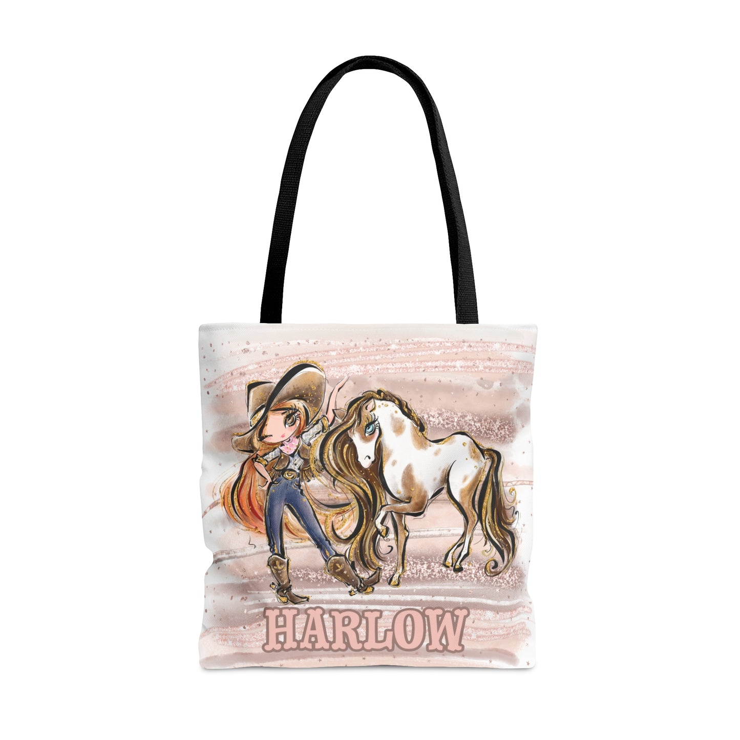 Personalised Tote Bag, Cowgirl & Horse, Red Hair, Brown Eyes, Tote bag