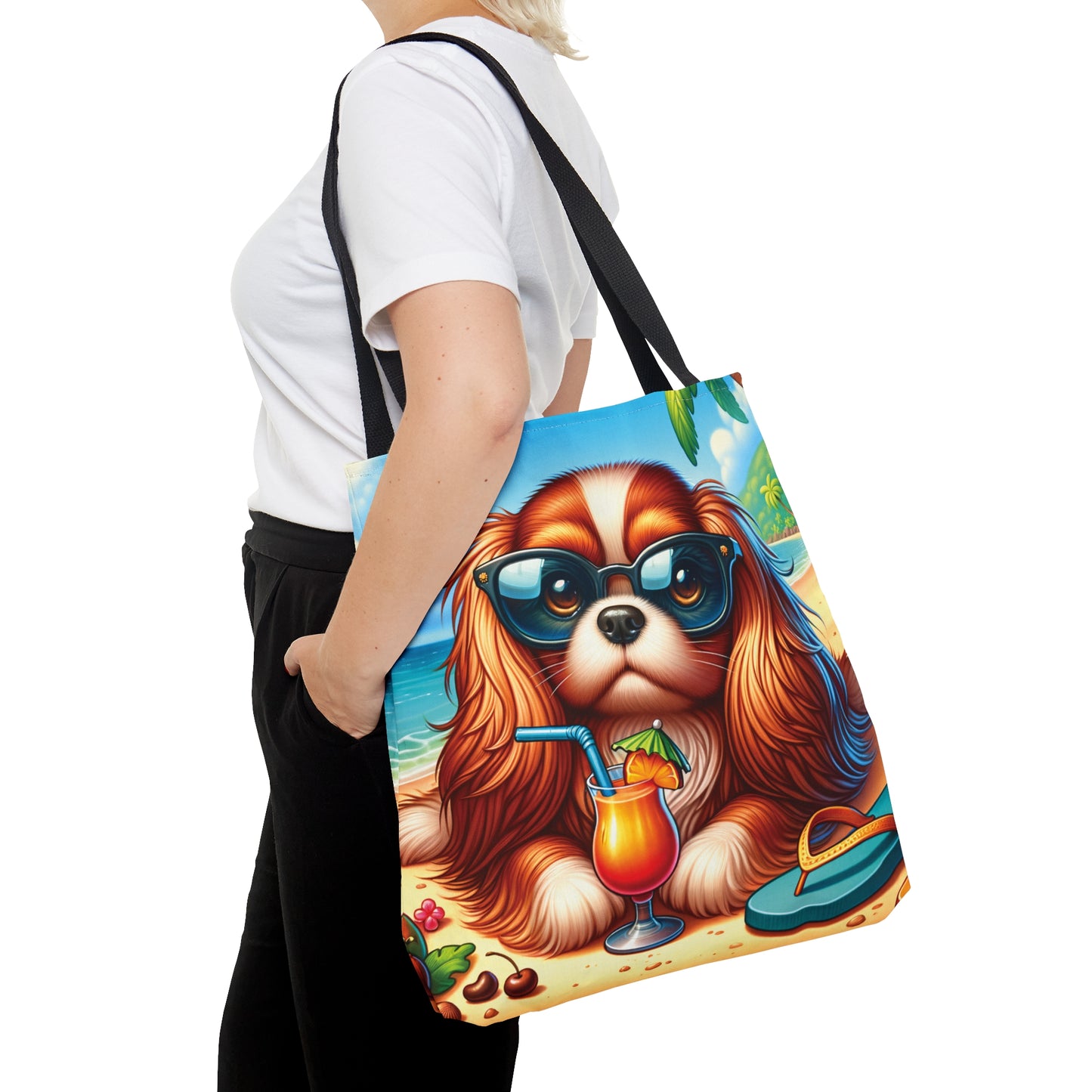 Tote Bag, Dog on Beach, Cavalier King Charles, Tote bag, awd-1204