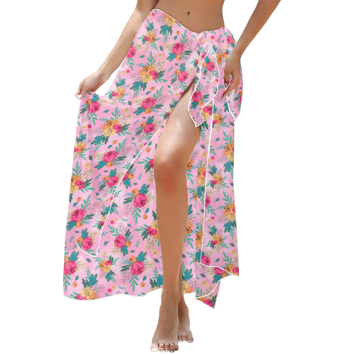 Australian Floral Pink Long Beach Sarong Wrap