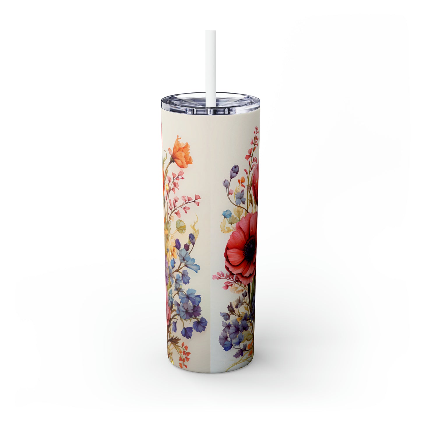 Skinny Tumbler with Straw, 20oz, Floral, awd-425