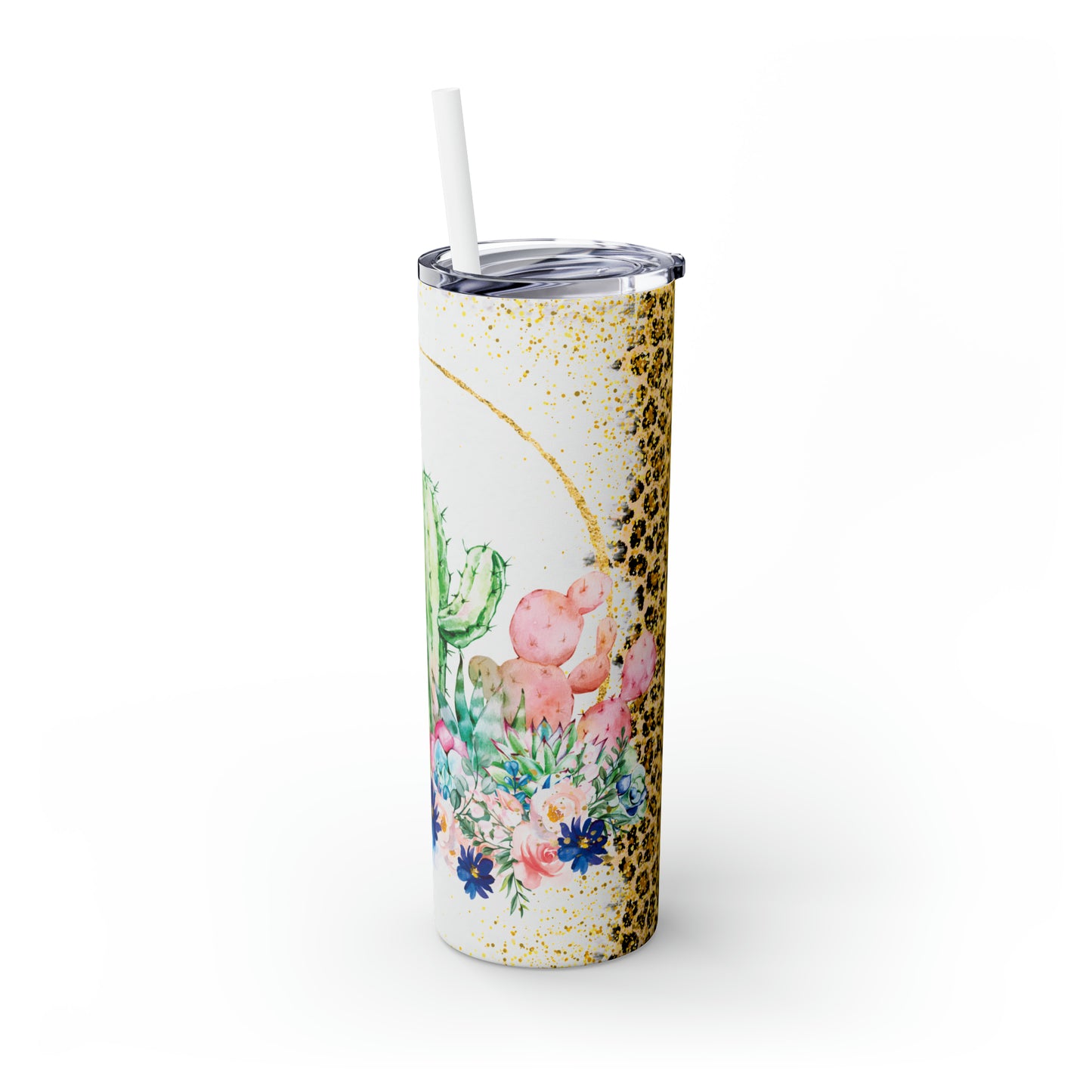 Skinny Tumbler with Straw, 20oz, Cactus