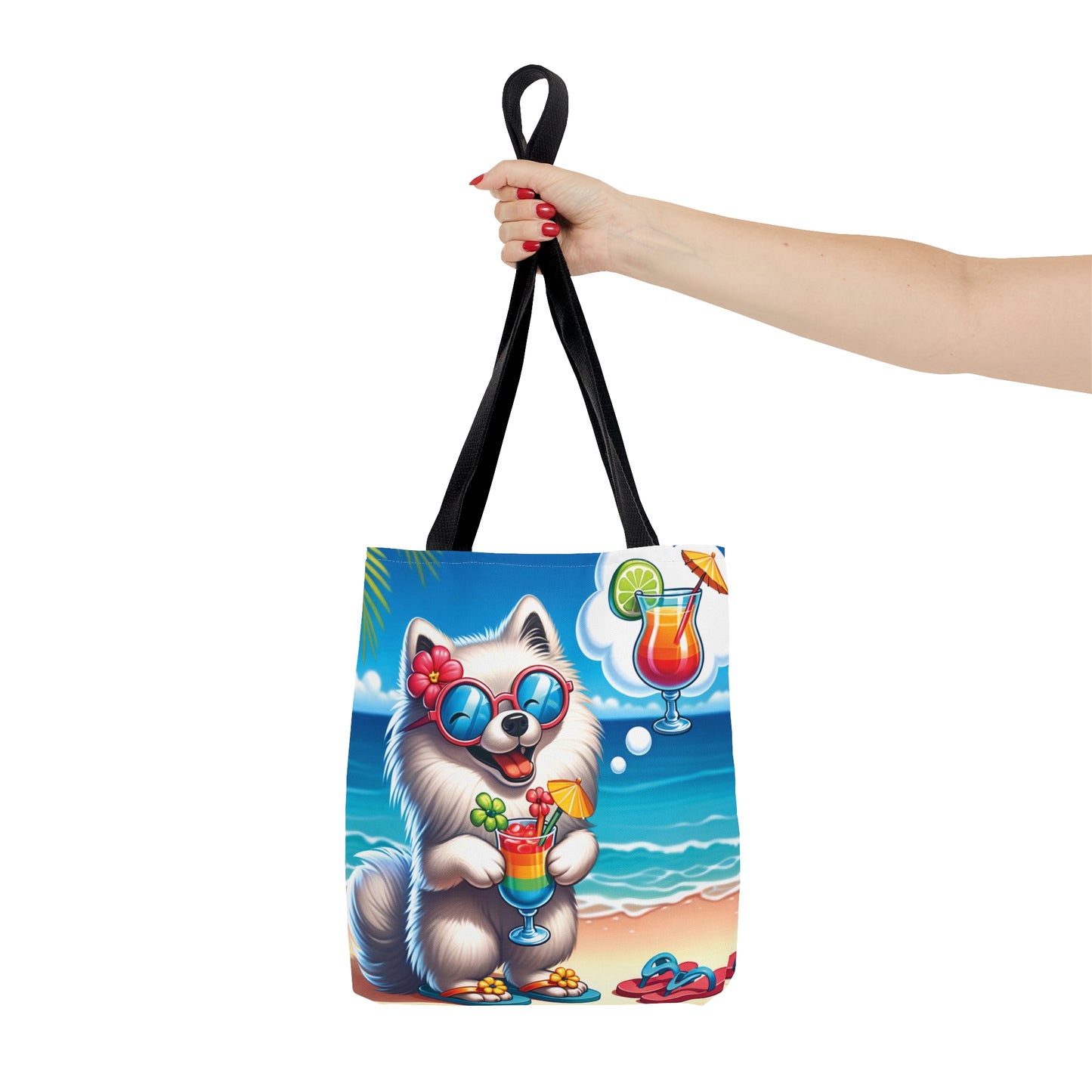 Tote Bag, Dog on Beach, American Eskimo, Tote bag, awd-1115