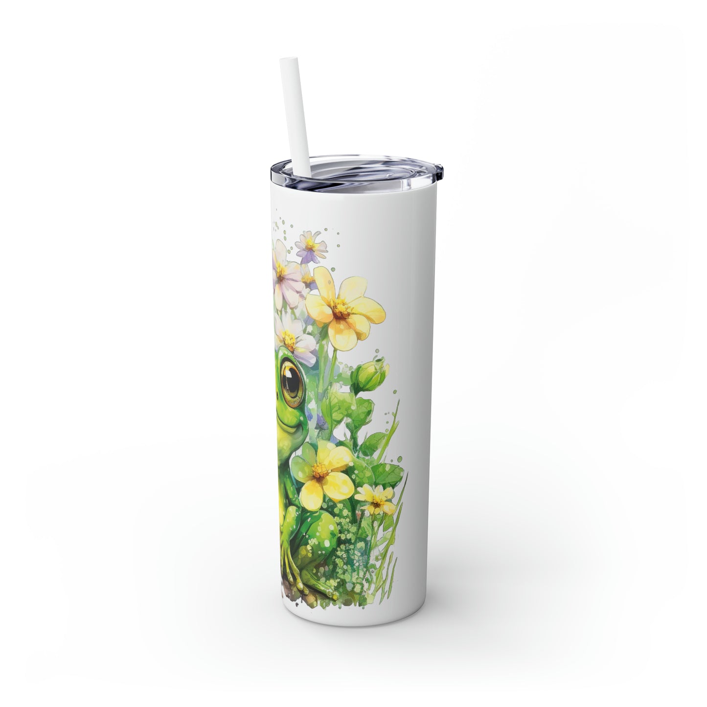 Skinny Tumbler with Straw, 20oz, Frog, awd-541