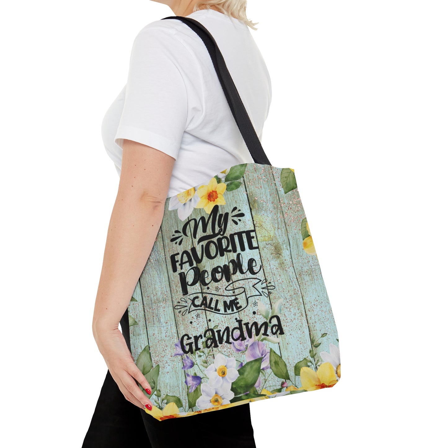 Personalised/Non-Personalised Tote Bag, Floral, My Favorite People Call me Grandma, Tote bag