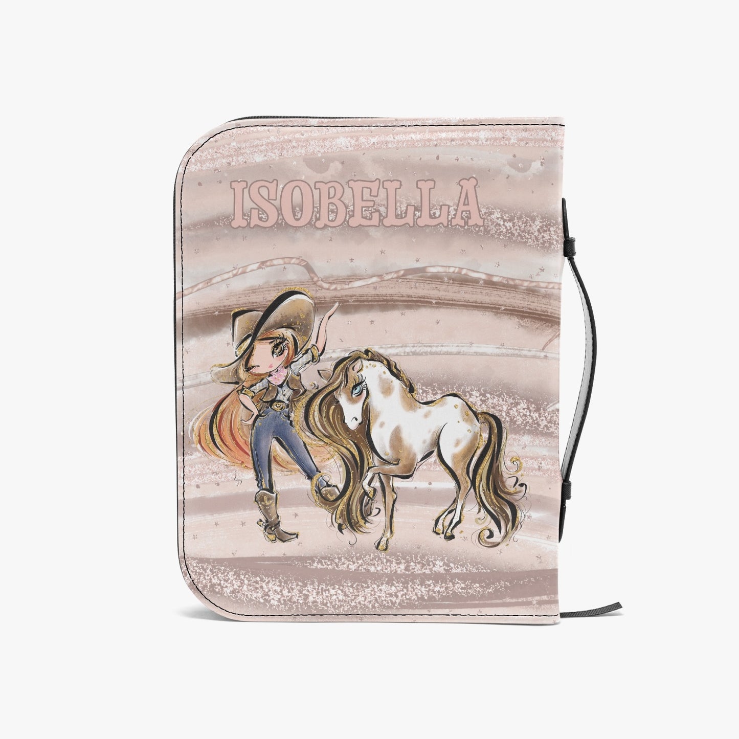 Book/Bible Cover, Howdy, Cowgirl and Horse, Red Hair, Brown Eyes