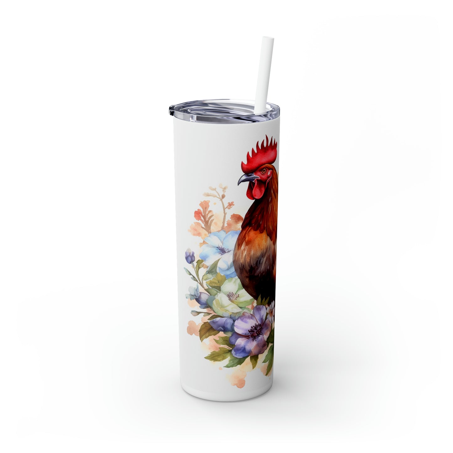 Skinny Tumbler with Straw, 20oz, Rooster