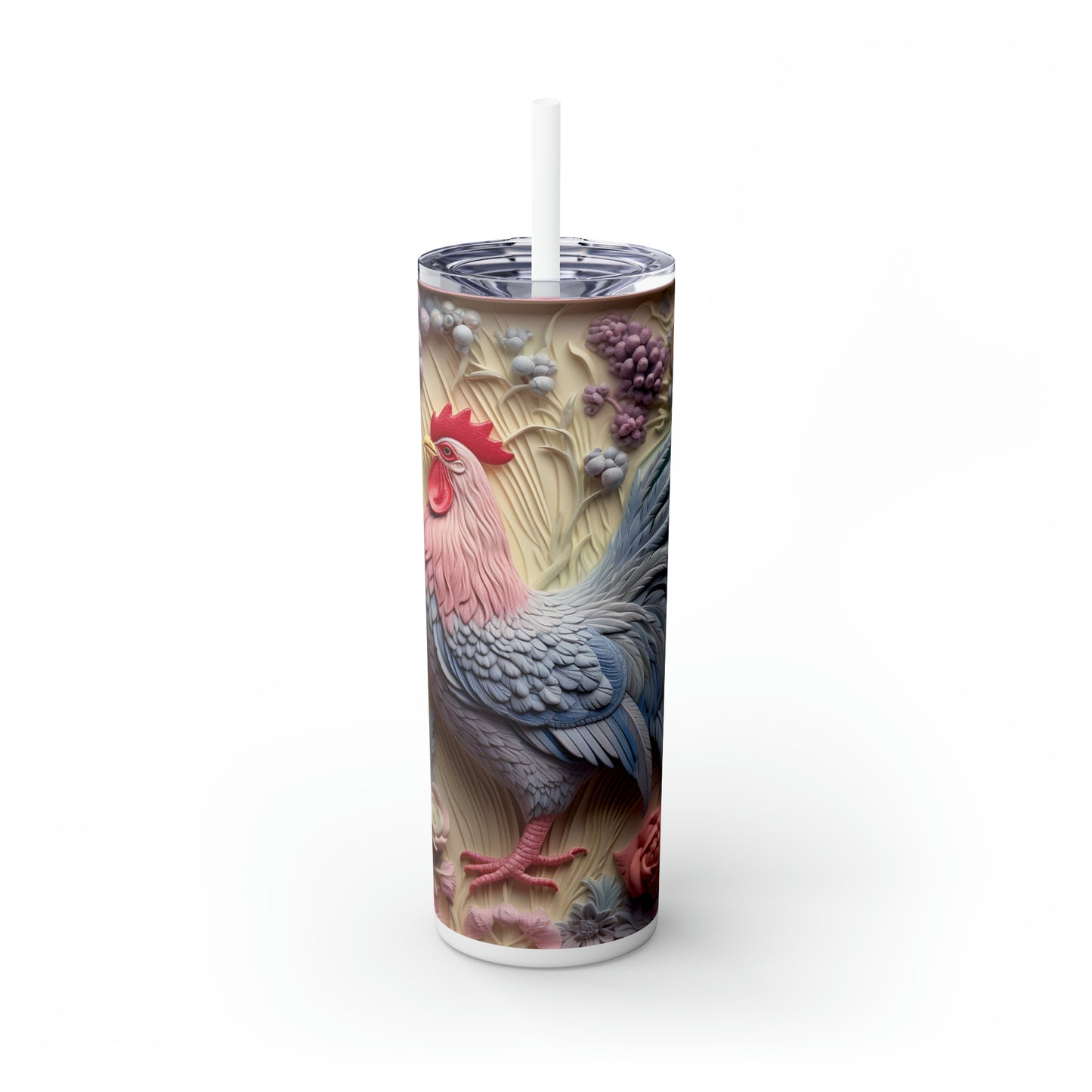 Skinny Tumbler with Straw, 20oz, Rooster