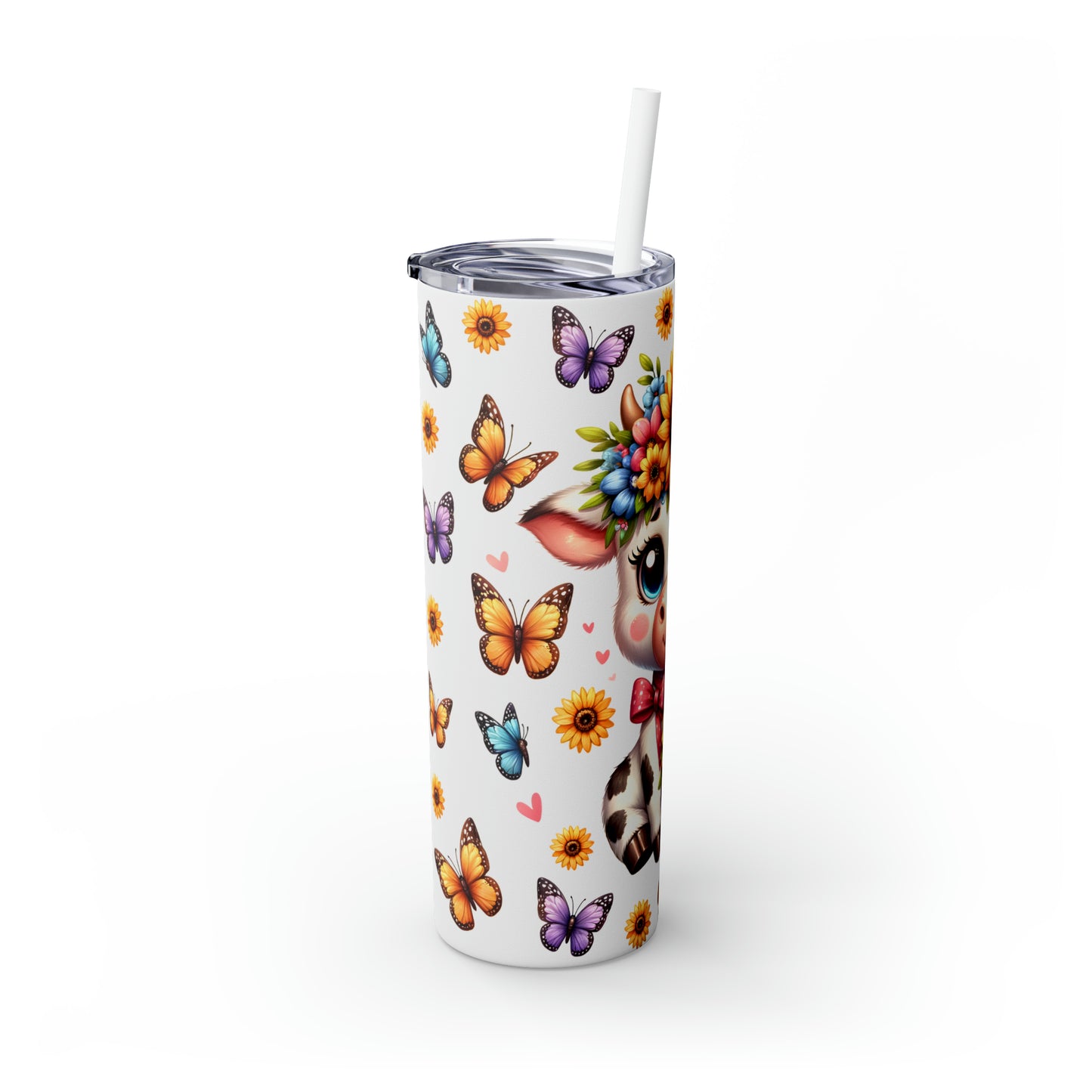 Skinny Tumbler with Straw, 20oz, Highlander Cow, awd-510