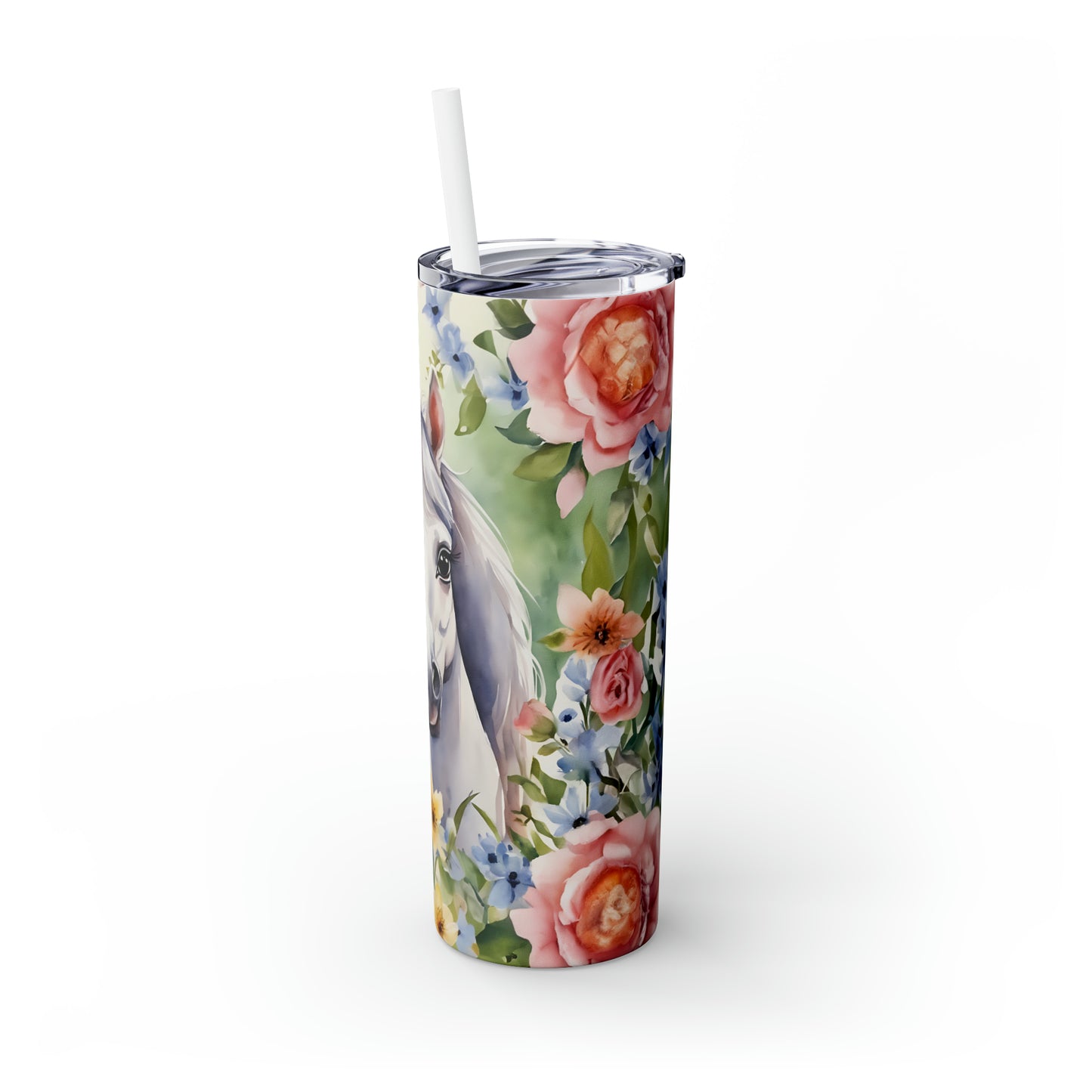 Skinny Tumbler with Straw, 20oz Horse, awd-303