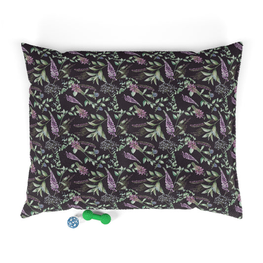 Luxury Pet Bed, feather soft fleece, Dark, Scottish Floral