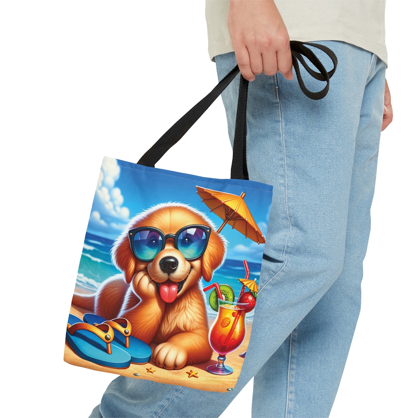 Tote Bag, Dog on Beach, Golden Retriever, Tote bag, awd-1213