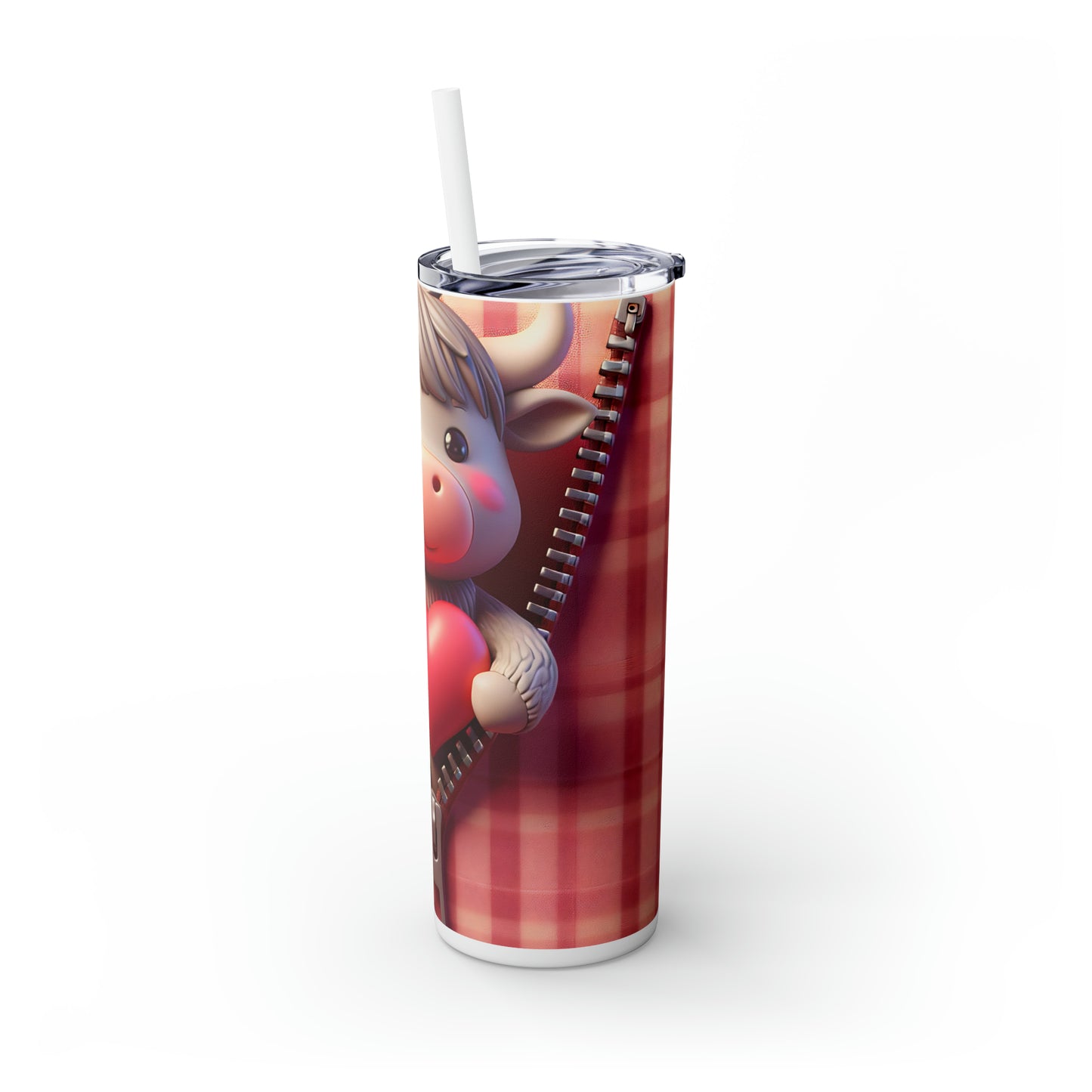 Skinny Tumbler with Straw, 20oz, Highland Cow, Valentines Day, awd-956