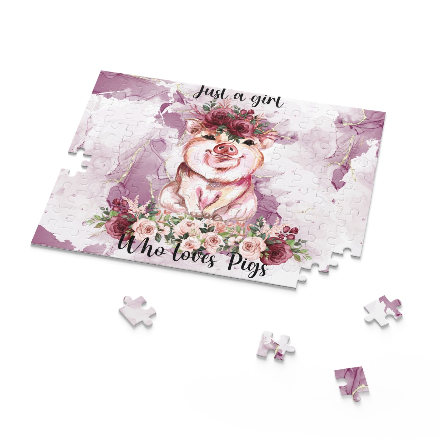 Personalised/Non-Personalised Puzzle, Just a Girl Who Loves Pigs (120, 252, 500-Piece)