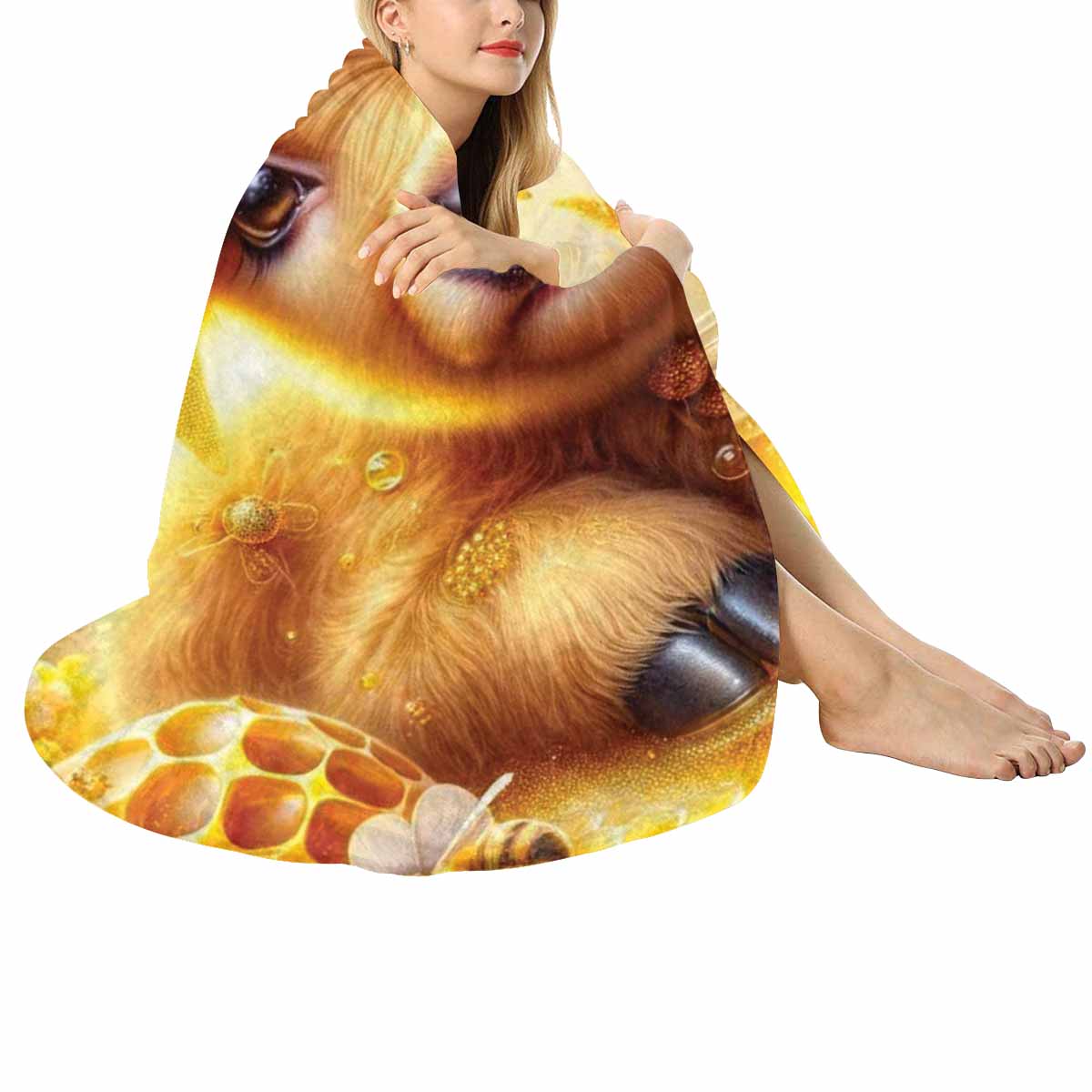 Higland Cow Awd1409  Circular Micro Fleece Blanket 47"