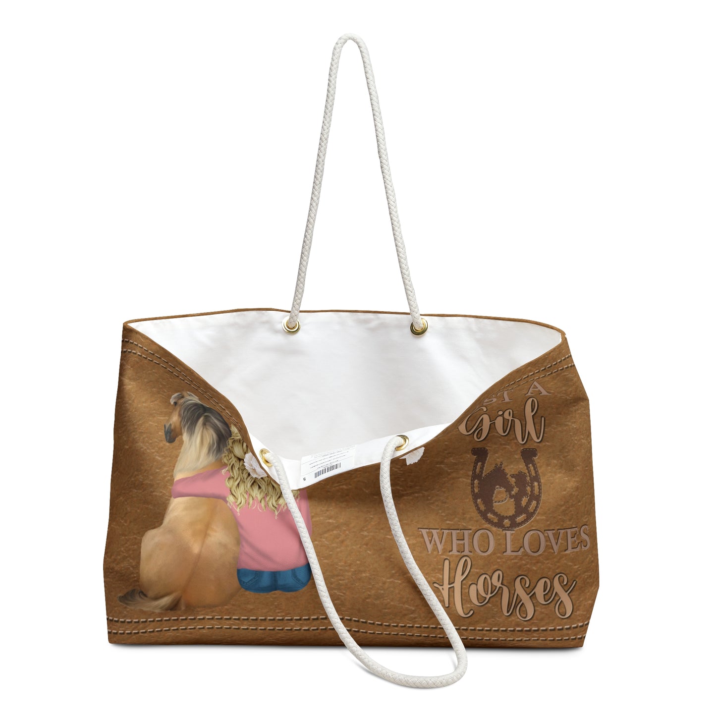 Personalised Weekender Bag, Western, Just a Girl Who loves Horses, Large Weekender Bag, Beach Bag, Book Bag