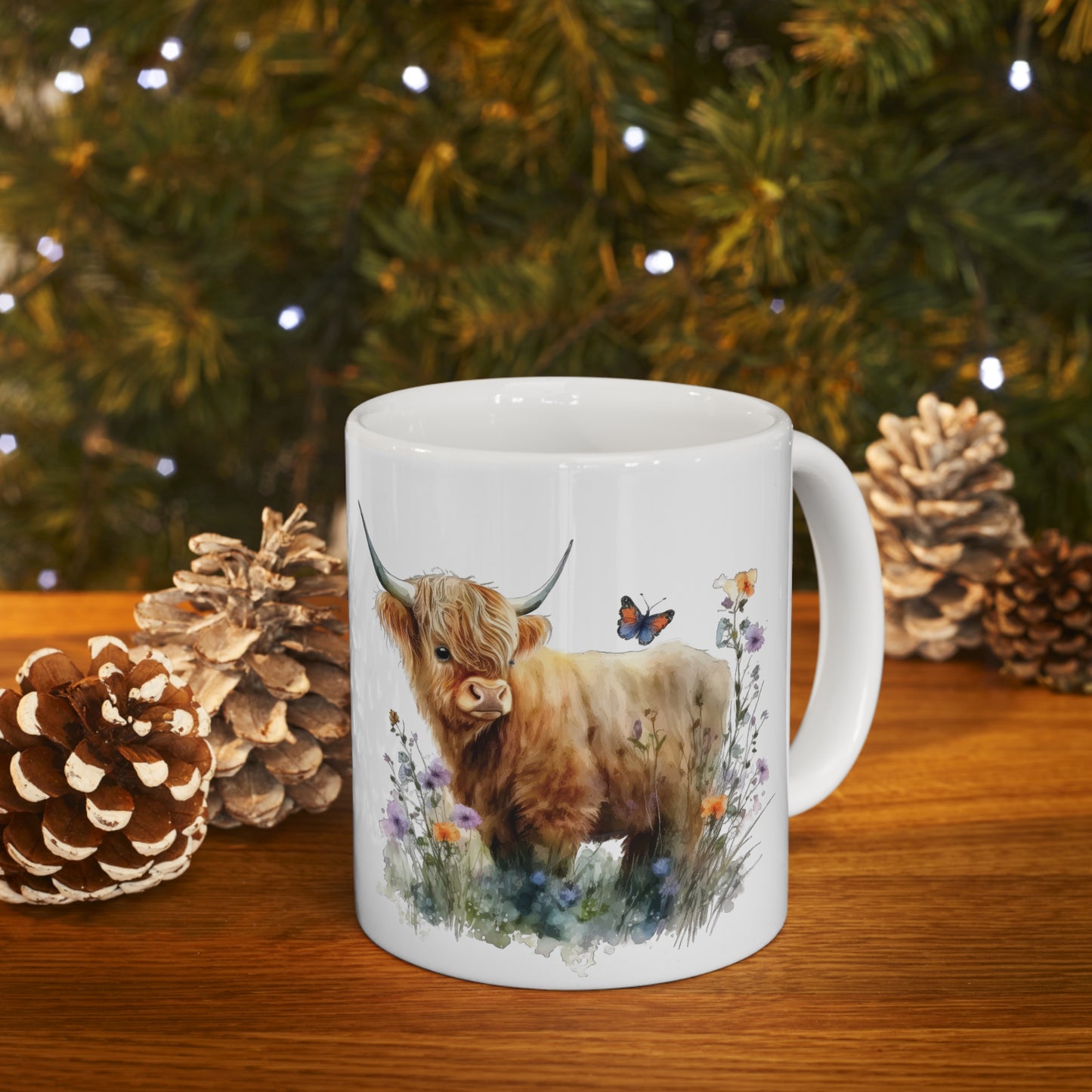 Personalised/Non Personalised Highland Cow, Ceramic Mug 11oz, Highland Cow Mug