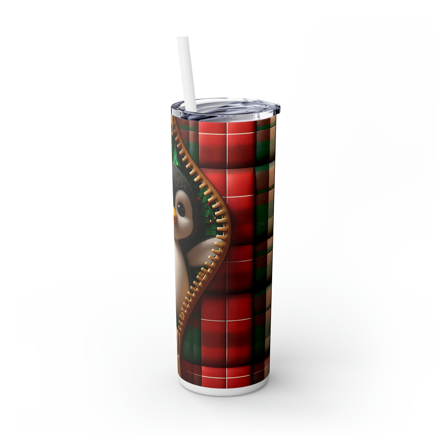 Skinny Tumbler with Straw, 20oz, Penguin