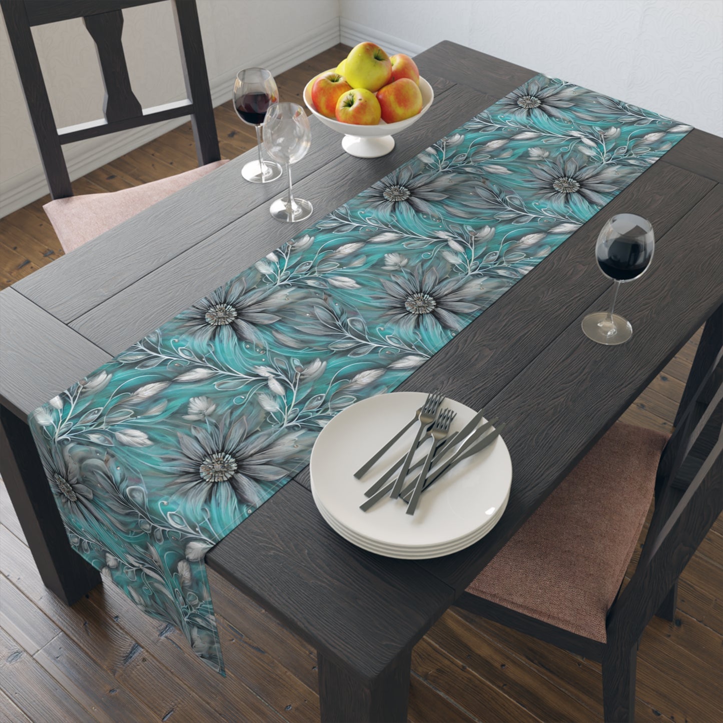 Floral Table Runner, Cotton Twill and Poly Available