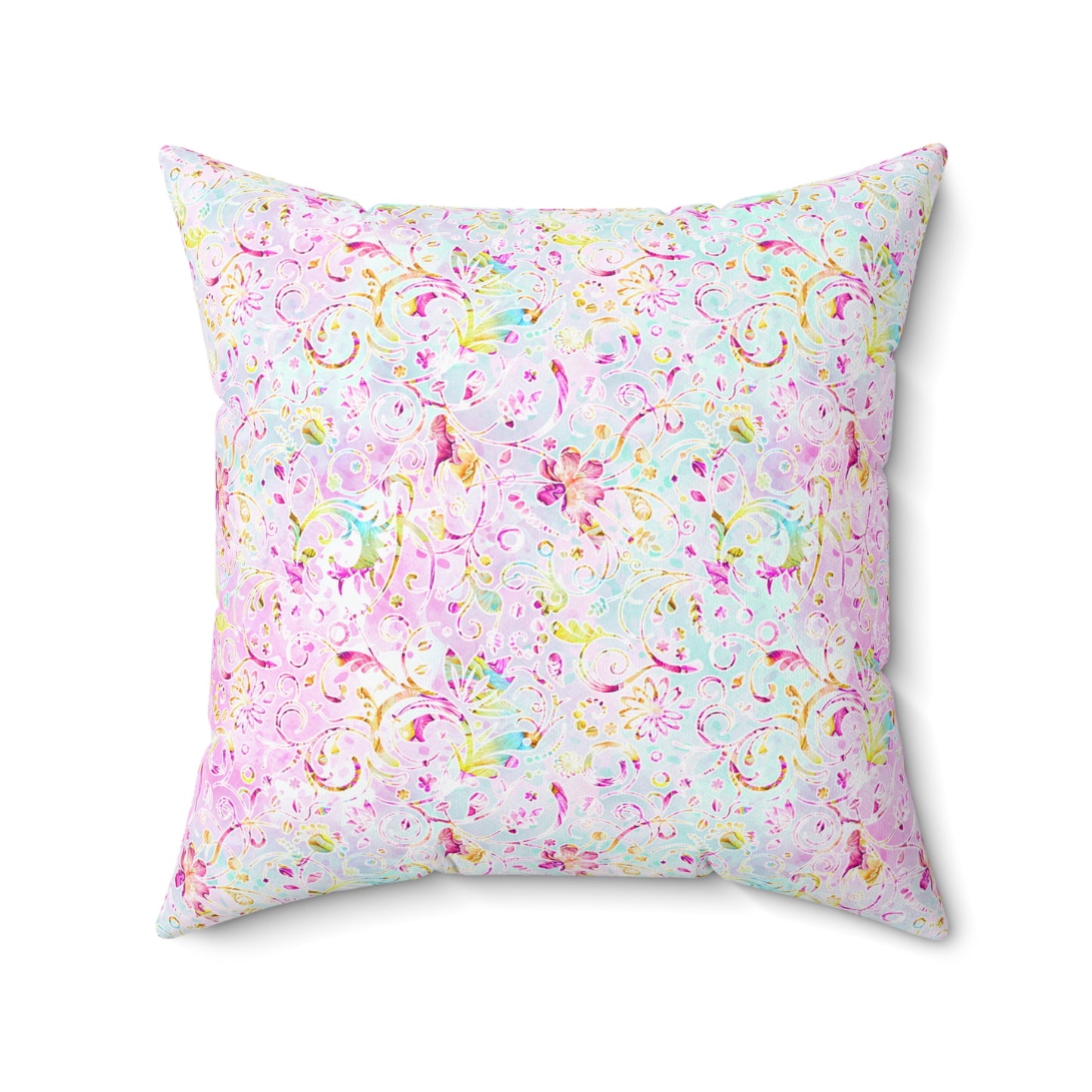 Spun Polyester Square Pillow, Floral Cushion