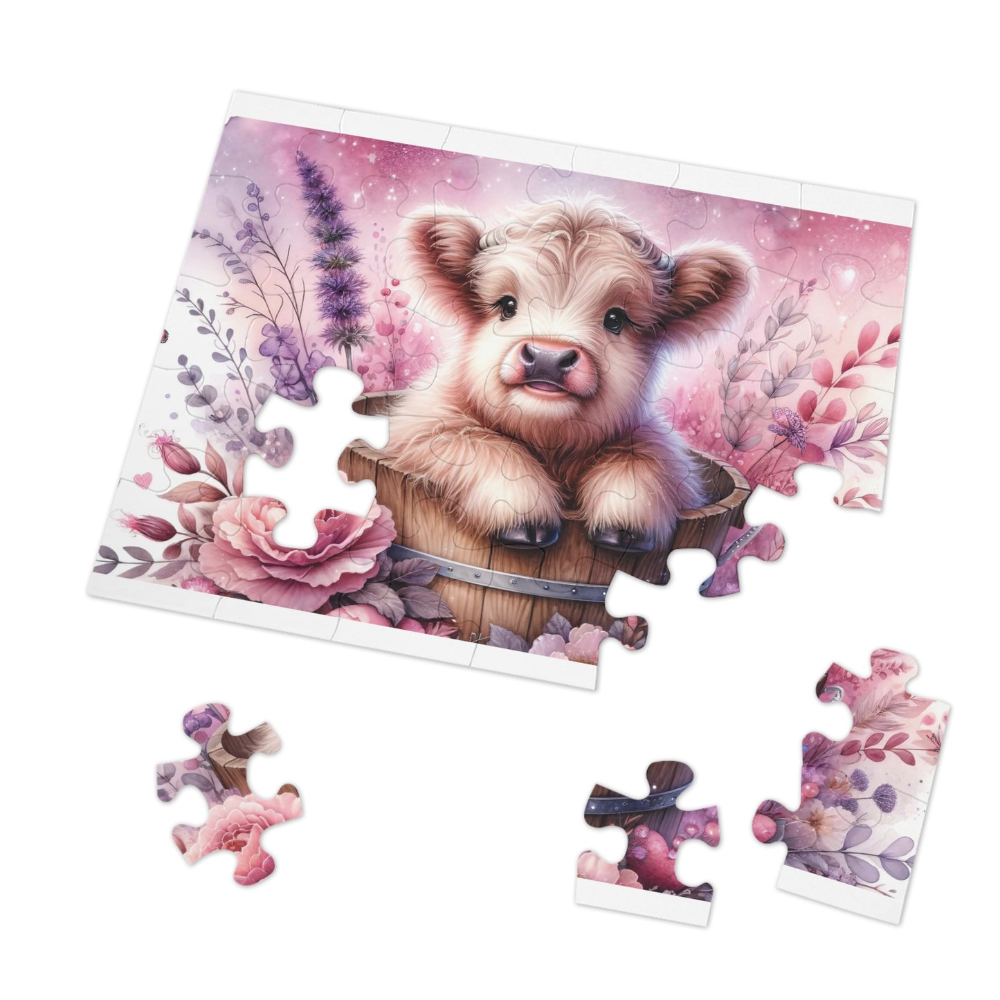 Jigsaw Puzzle, Highland Cow, Personalised/Non-Personalised (30, 110, 252, 500,1000-Piece)