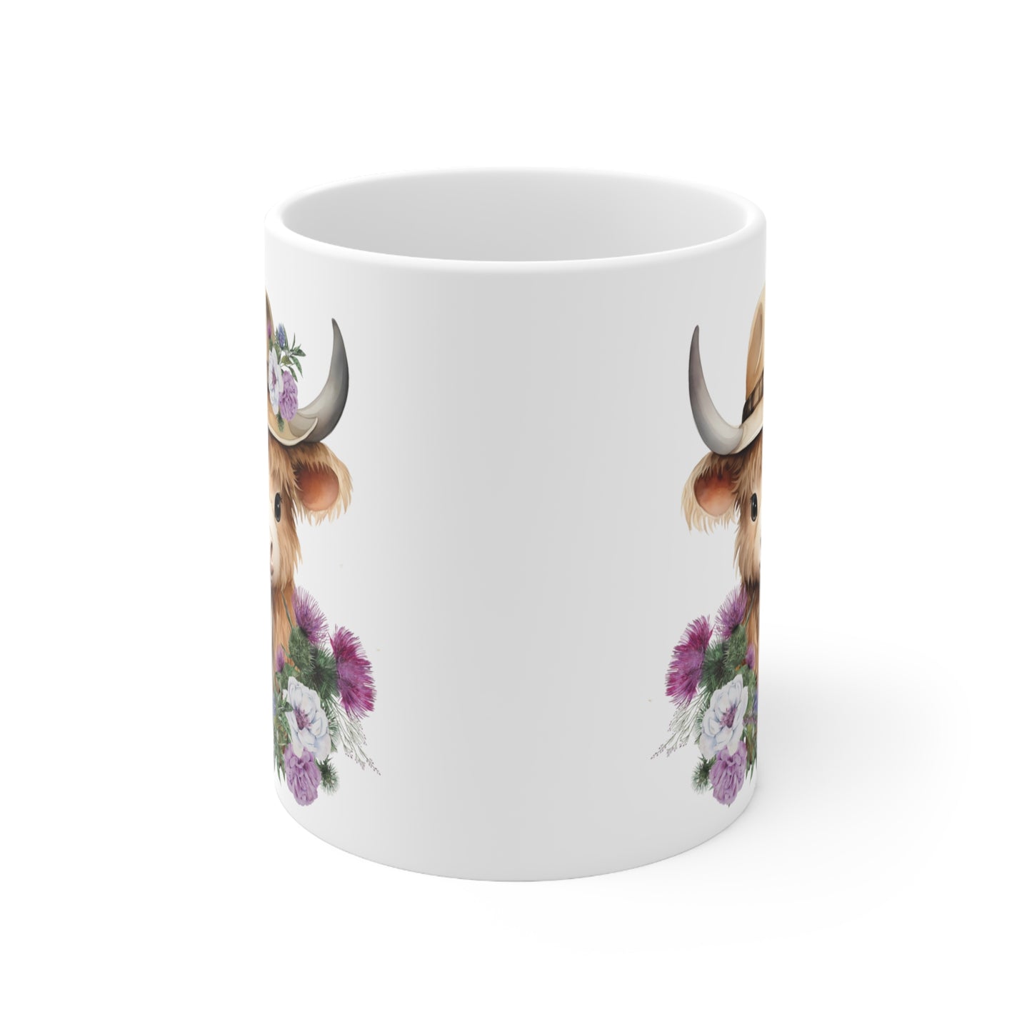 Personalised/Non Personalised Highland Cow, Ceramic Mug 11oz, Highland Cow Mug