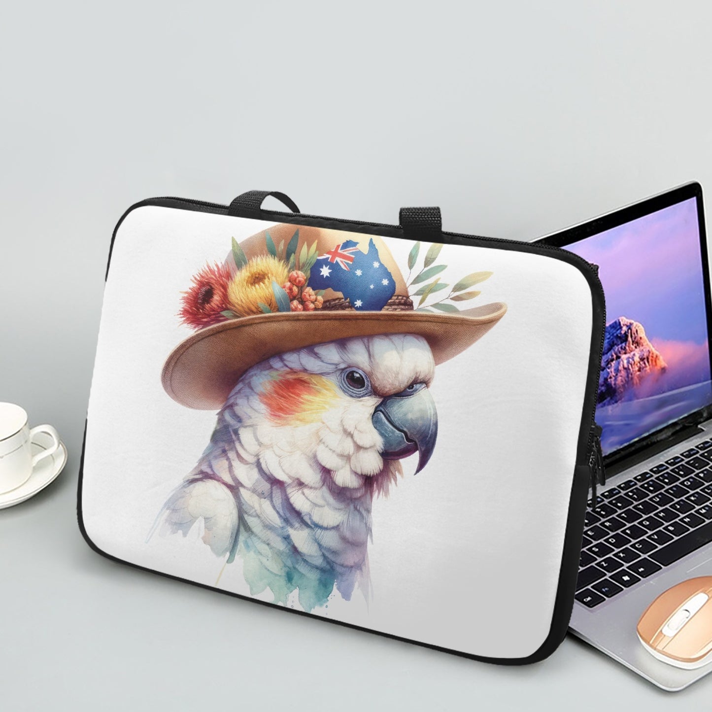 Laptop Sleeve with Handles - Australian Animals - Cockatoo