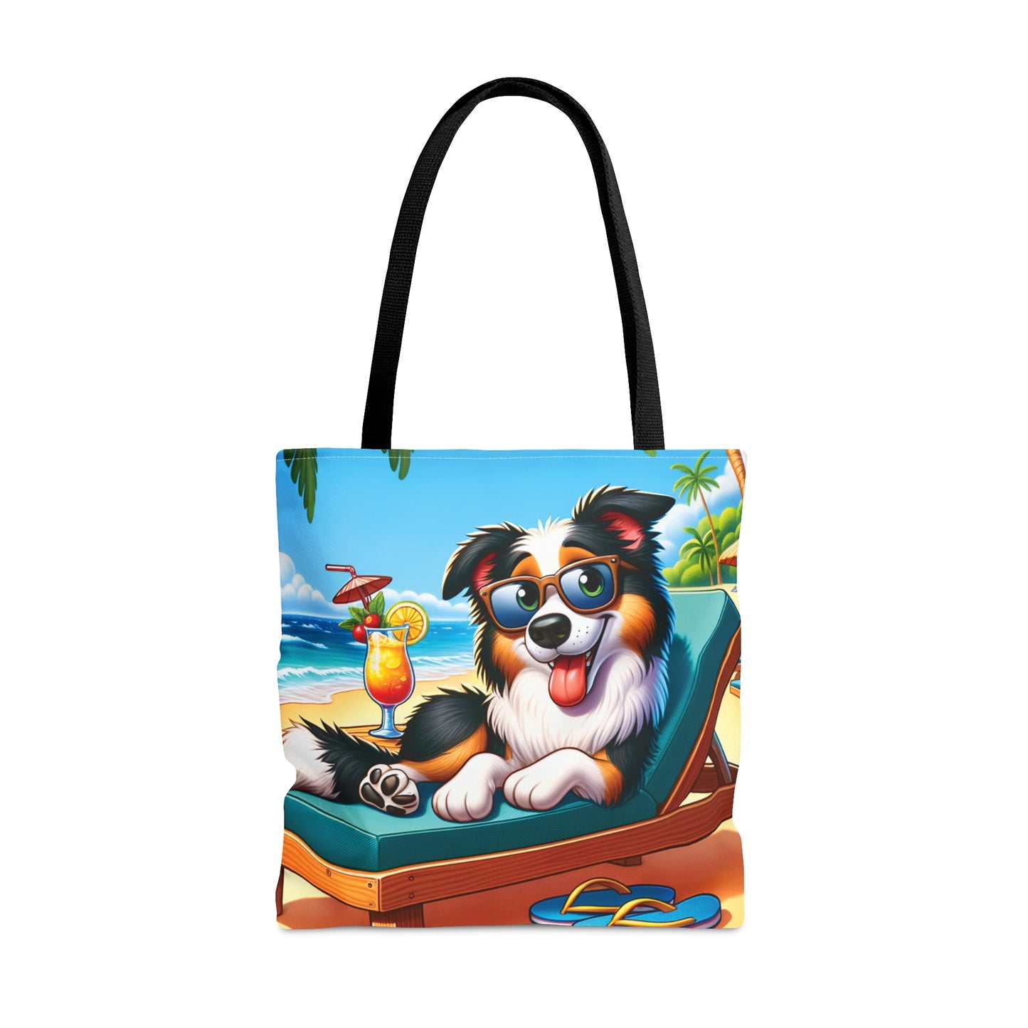 Tote Bag, Dog on Beach, Border Collie, Tote bag,  awd-1102