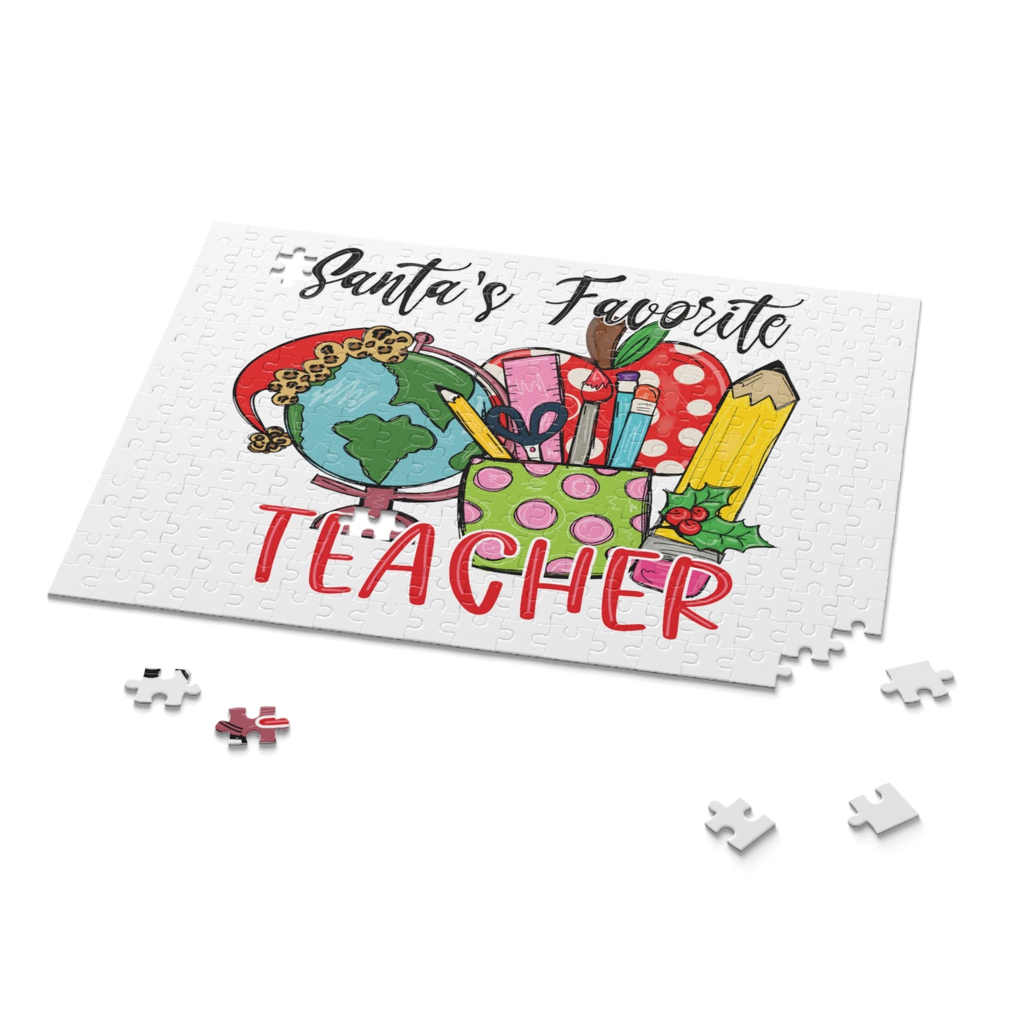 Personalised/Non-Personalised Puzzle, Santa's Favorite Teacher (120, 252, 500-Piece)