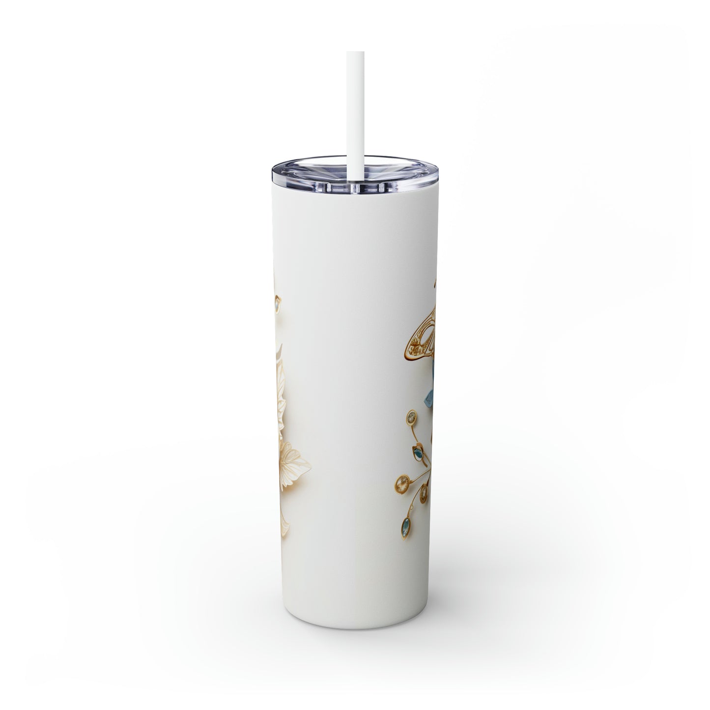 Skinny Tumbler with Straw, 20oz, Floral, awd-415