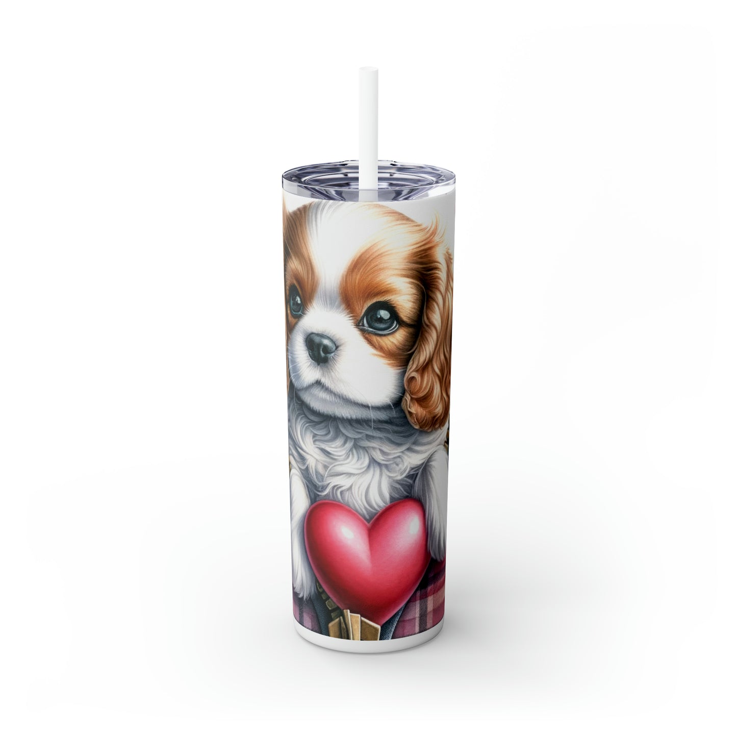 Skinny Tumbler with Straw, 20oz, Dog, Valentines Day, awd-833