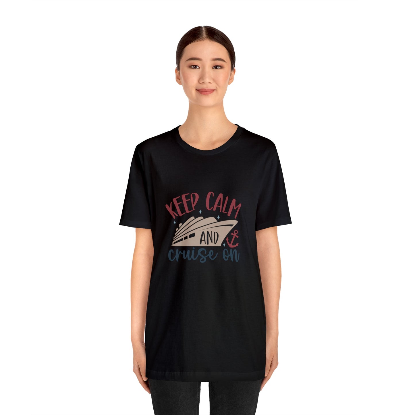 Unisex Adults Jersey Short Sleeve Tee, Cruise Tee, Keep Calm and Cruise On, 100% Cotton, Light Fabric 142 g/m²