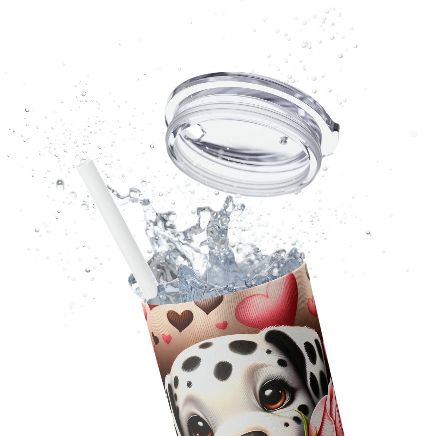 Skinny Tumbler with Straw, 20oz, Dog, Valentines Day, awd-901