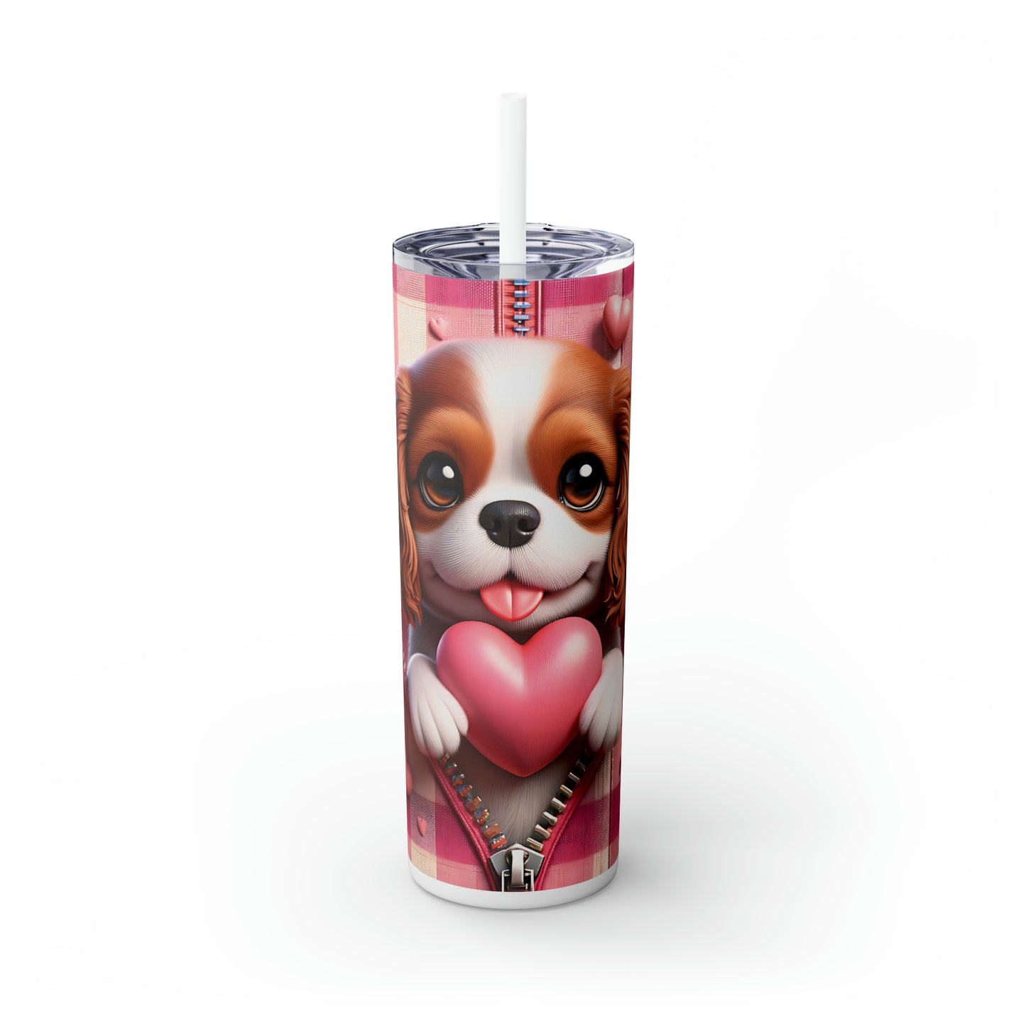 Skinny Tumbler with Straw, 20oz, Dog, Valentines Day, awd-1149