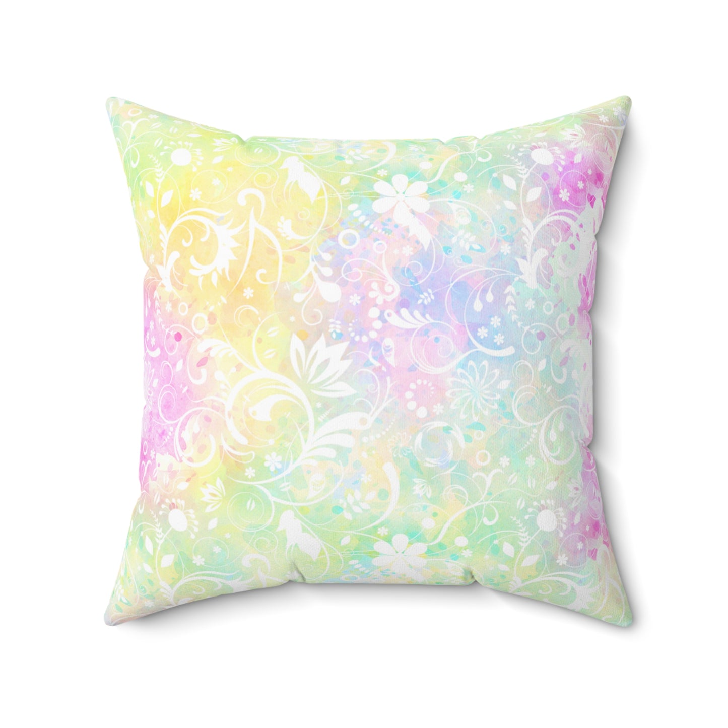 Spun Polyester Square Pillow, Floral Cushion