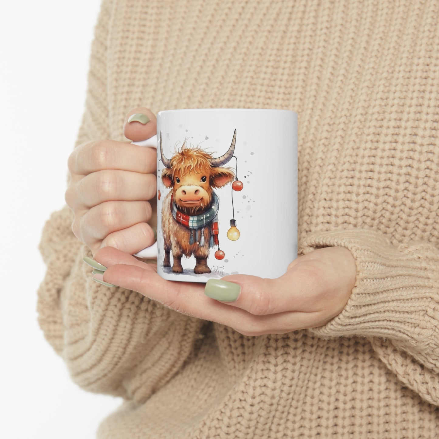 Personalised/Non Personalised Highland Cow, Ceramic Mug 11oz, Highland Cow Mug