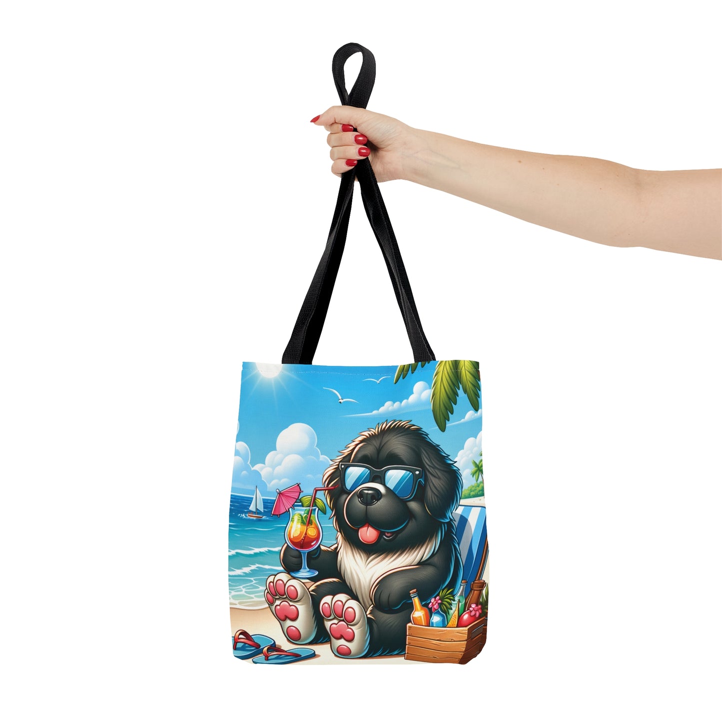 Tote Bag, Dog on Beach, New foundland, Tote bag,  awd-1227