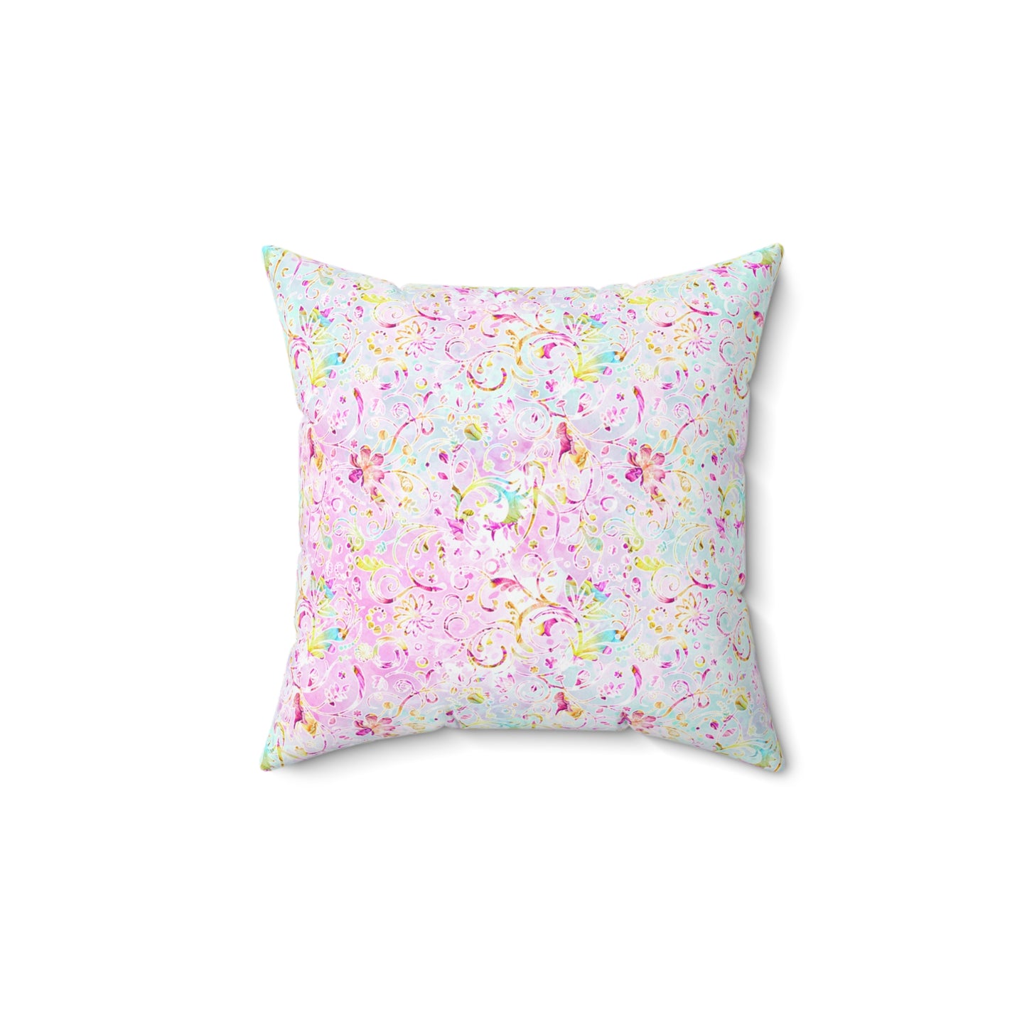 Spun Polyester Square Pillow, Floral Cushion