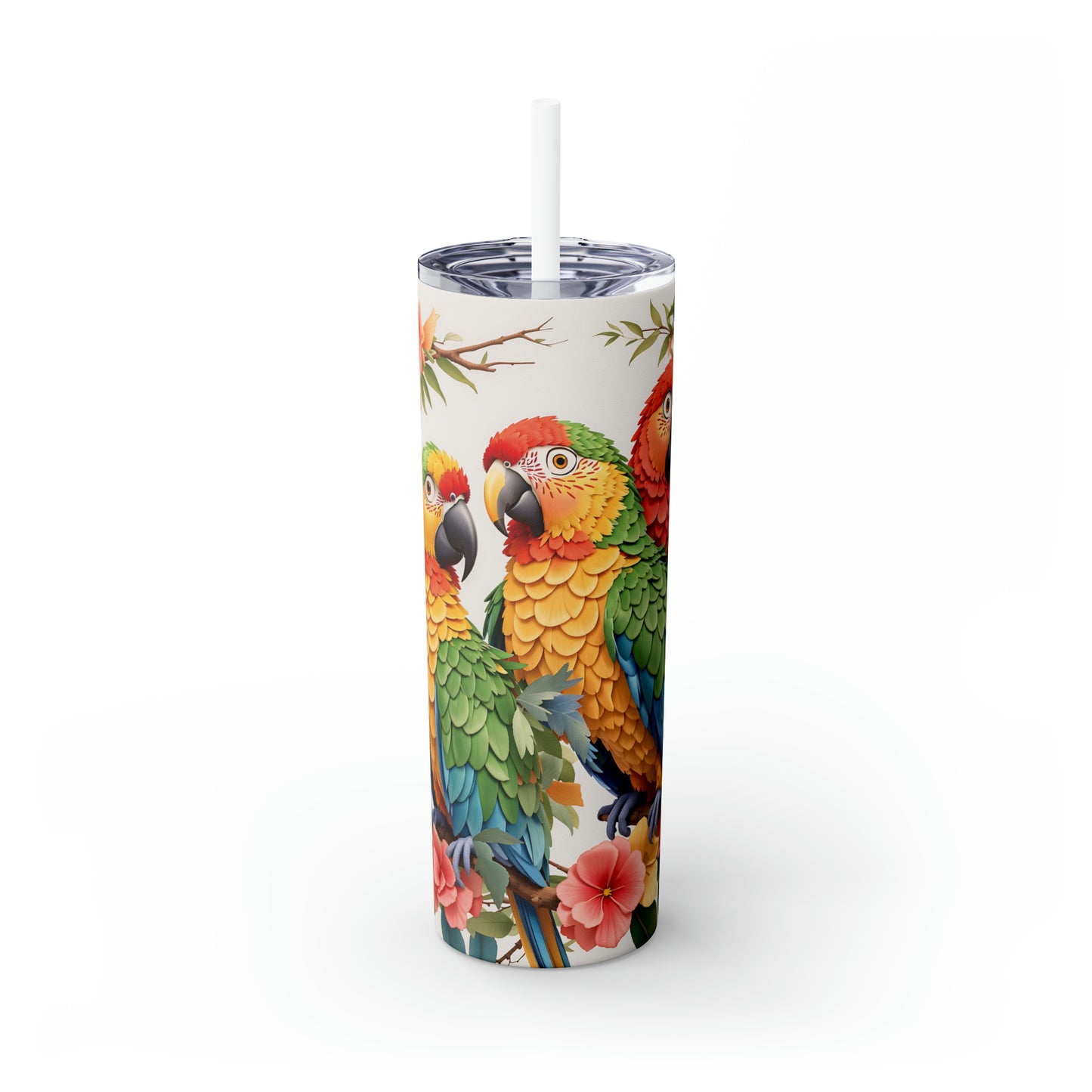 Skinny Tumbler with Straw, 20oz, Parrot