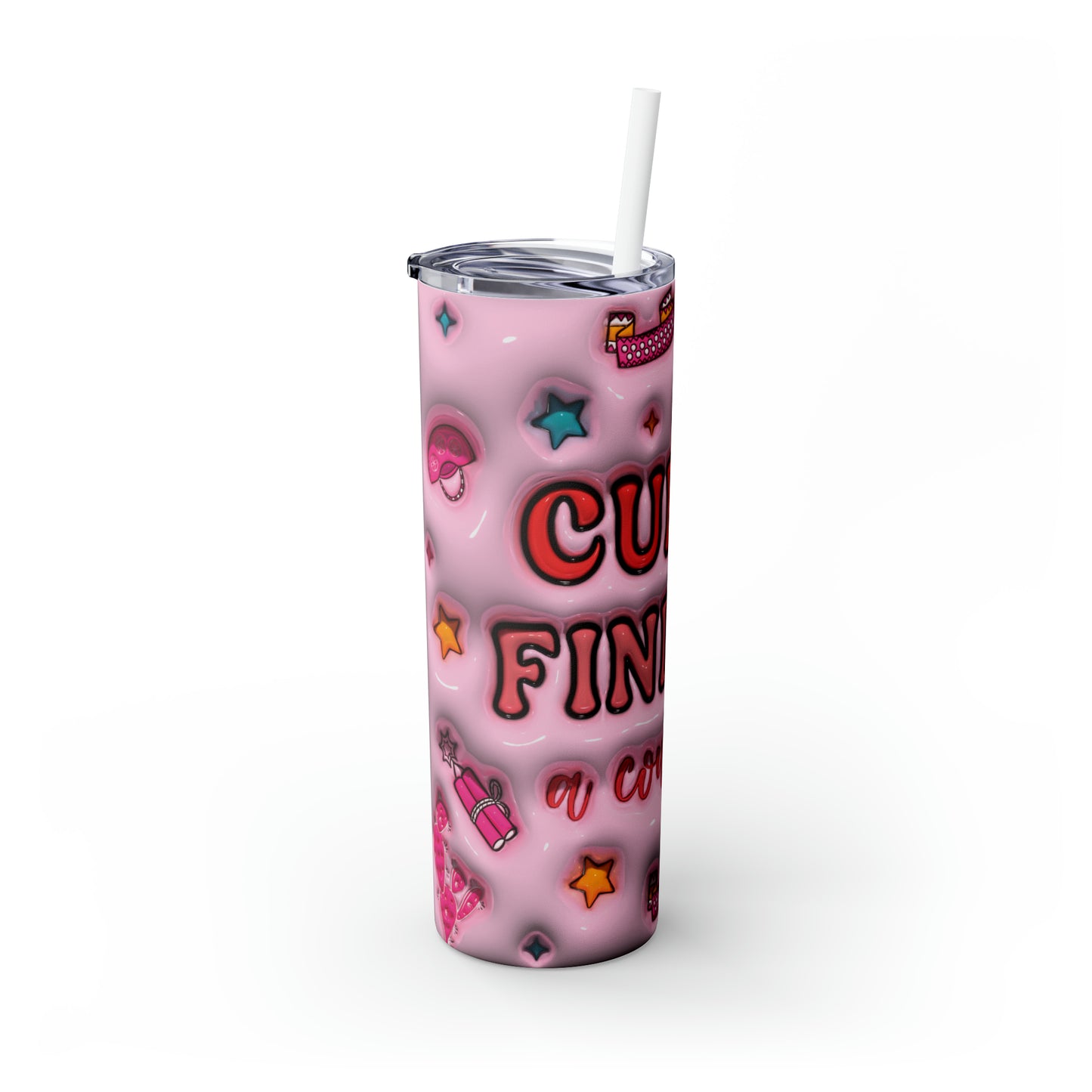 Skinny Tumbler with Straw, 20oz, Cupid find me a Cowboy Quote